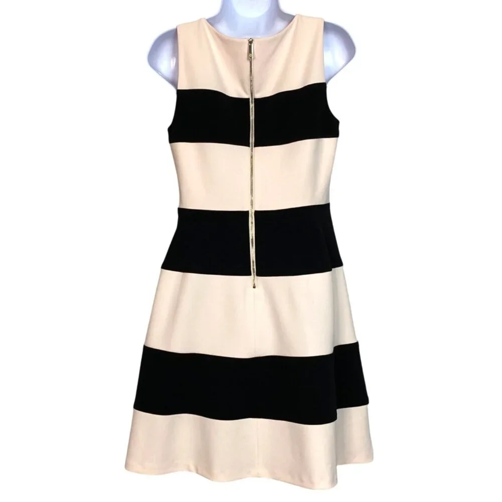 Tommy Hilfiger Colorblock Cream Black Stripe Fit & Flare A-Line Dress Size 6 - Picture 2 of 7